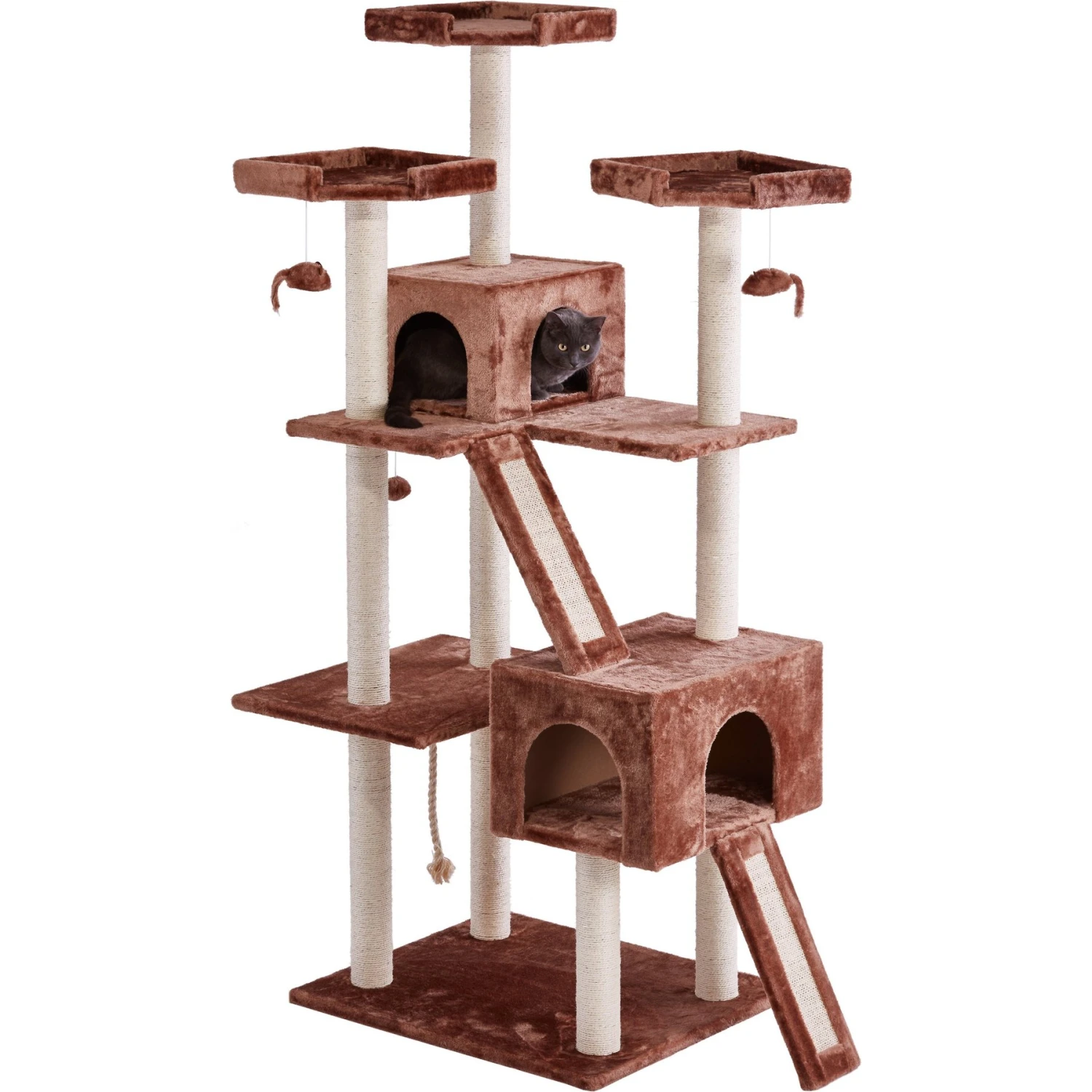 Frisco 72-in Large Base Faux Fur Cat Tree & Condo 1 Frisco 72-in Large Base Faux Fur Cat Tree & Condo