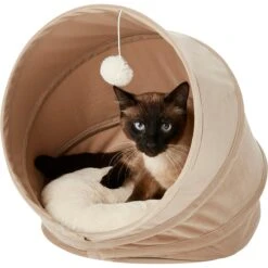 Frisco Foldable Canopy Cat Bed, Sandy Beige -Meowverse Store 140164 PT4. AC SS1800 V1565383626