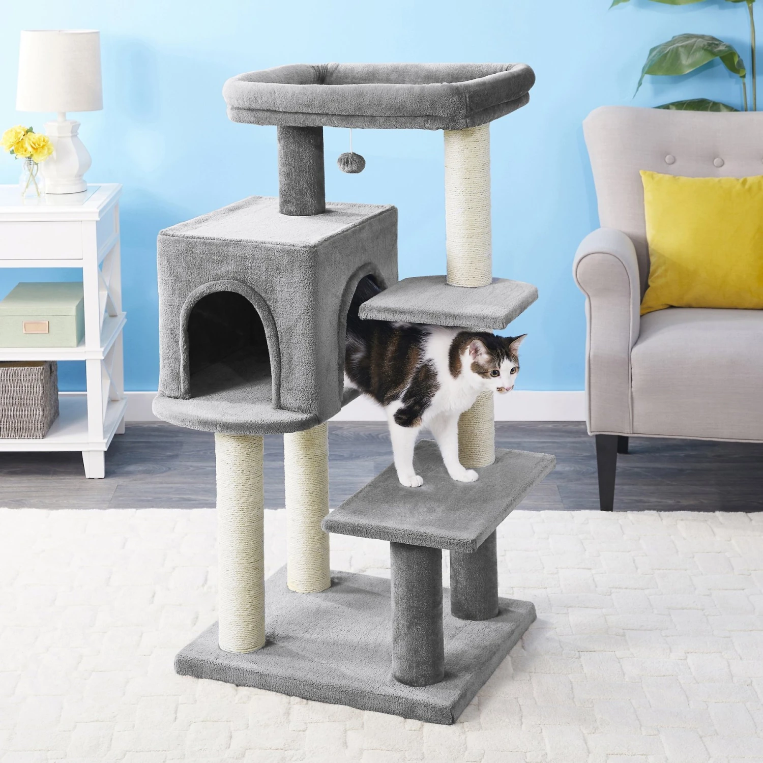 Frisco 48-in Heavy Duty Faux Fur Cat Tree & Condo 1 Frisco 48-in Heavy Duty Faux Fur Cat Tree & Condo