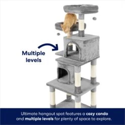 Frisco 61-in Faux Fur Cat Tree & Condo -Meowverse Store 180395 PT3. AC SS1800 V1667227420