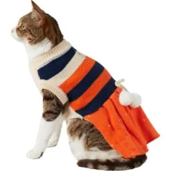 Frisco Pom Pom Bow Striped Dog & Cat Sweater Dress 9 Frisco Pom Pom Bow Striped Dog & Cat Sweater Dress -Meowverse Store 223722 PT2. AC SS1800 V1608820386