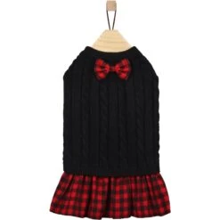 Frisco Plaid Cable Knit Dog & Cat Sweater Dress -Meowverse Store 223739 PT4. AC SS1800 V1659727010