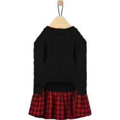 Frisco Plaid Cable Knit Dog & Cat Sweater Dress -Meowverse Store 223739 PT5. AC SS1800 V1659727102