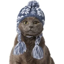 Frisco Fair Isle Dog & Cat Knitted Hat, Navy 7 Frisco Fair Isle Dog & Cat Knitted Hat, Navy -Meowverse Store 228800 PT2. AC SS1800 V1671133431