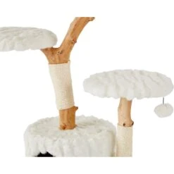 Frisco Natural Wood Modern Cat Tree With Toy, Ivory, Large -Meowverse Store 236563 PT4. AC SS1800 V1615987629