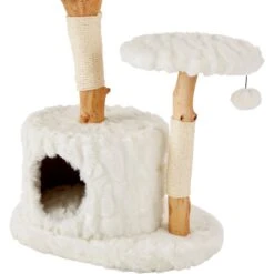 Frisco Natural Wood Modern Cat Tree With Toy, Ivory, Large -Meowverse Store 236563 PT5. AC SS1800 V1615989095