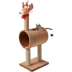 Frisco Holiday 52.3-in Reindeer Cat Scratching Post & Tunnel -Meowverse Store 236569 PT2. AC SS1800 V1601334091