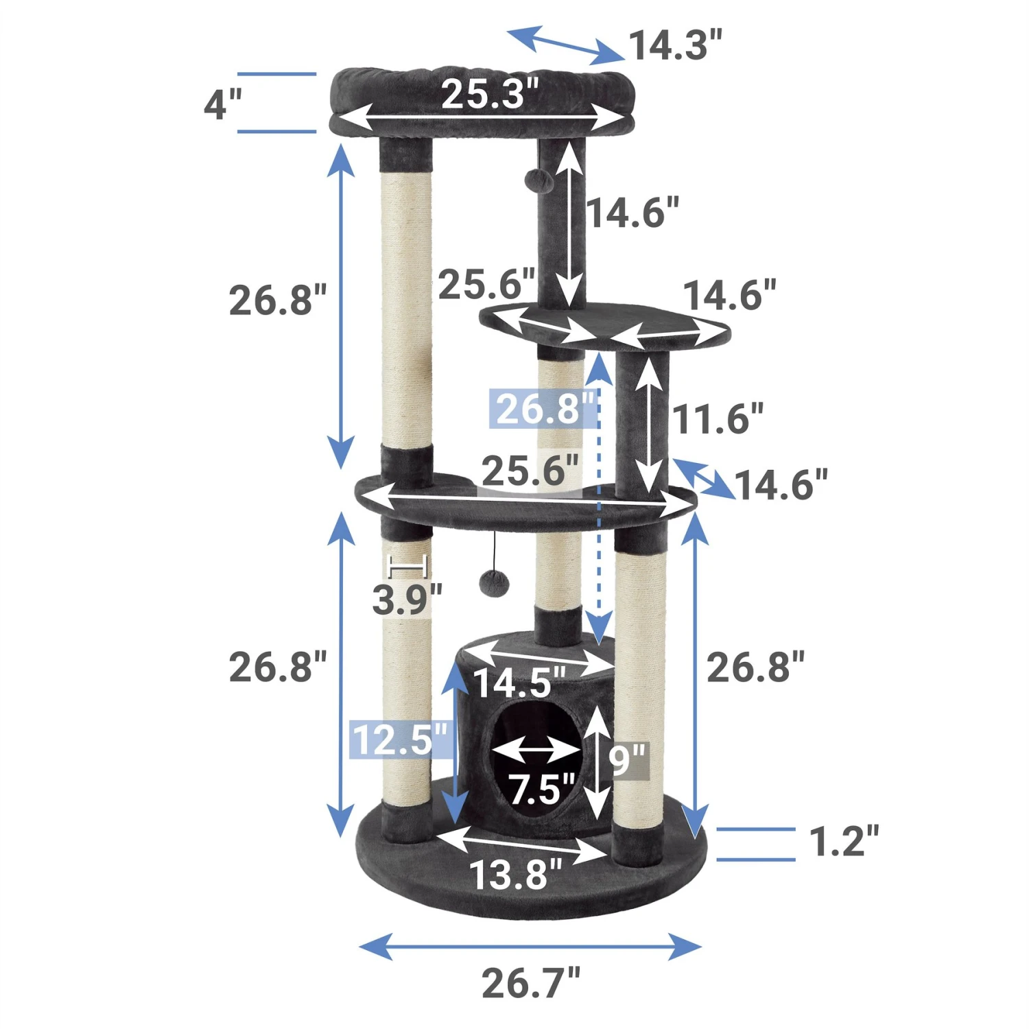 Frisco Heavy Duty Faux Fur Cat Tree & Condo 2 Frisco Heavy Duty Faux Fur Cat Tree & Condo - Image 2