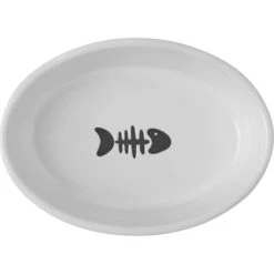 Frisco Oval Meow Non-skid Ceramic Cat Bowl With Wood Base -Meowverse Store 256080 PT4. AC SS1800 V1615311695