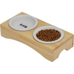Frisco Double Elevated Cat Bowl With Wood Stand -Meowverse Store 256082 PT3. AC SS1800 V1615312021