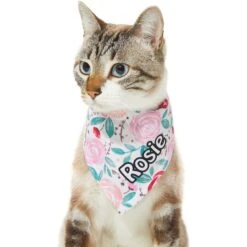 Frisco Watercolor Roses Personalized Dog & Cat Bandana -Meowverse Store 267531 PT6. AC SS1800 V1632421576