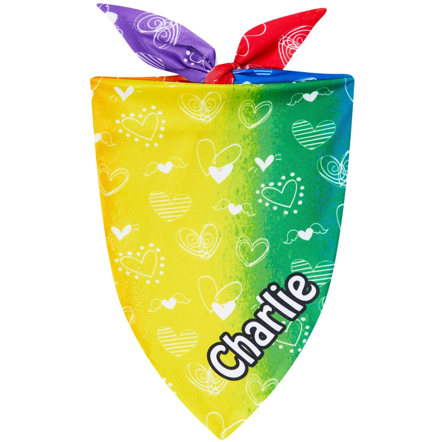 Frisco Rainbow Hearts Personalized Dog & Cat Bandana 1 Frisco Rainbow Hearts Personalized Dog & Cat Bandana
