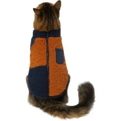 Frisco Lightweight Colorblock Dog & Cat Zippered Sherpa Fleece Vest, Blue/Brown -Meowverse Store 268191 PT2. AC SS1800 V1628797710