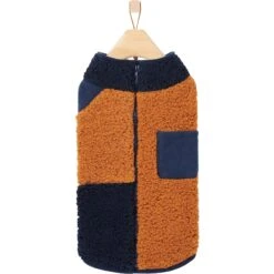 Frisco Lightweight Colorblock Dog & Cat Zippered Sherpa Fleece Vest, Blue/Brown -Meowverse Store 268191 PT4. AC SS1800 V1628823178