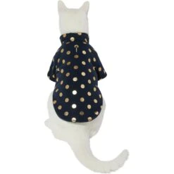 Frisco Lightweight Gold Dotted Dog & Cat Jacket, Navy -Meowverse Store 268247 PT2. AC SS1800 V1628741286