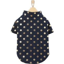 Frisco Lightweight Gold Dotted Dog & Cat Jacket, Navy -Meowverse Store 268247 PT4. AC SS1800 V1628826999