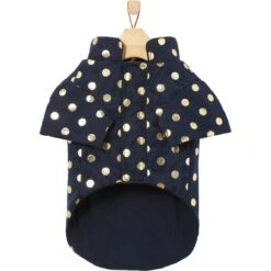Frisco Lightweight Gold Dotted Dog & Cat Jacket, Navy -Meowverse Store 268247 PT5. AC SS1800 V1628824894