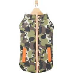 Frisco Mediumweight Camo Print Insulated Dog & Cat Zippered Coat, Green -Meowverse Store 268295 PT4. AC SS1800 V1628824318