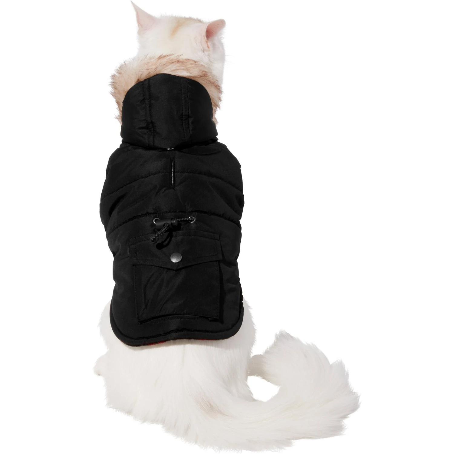 Frisco Mid-Heavyweight Cinching Insulated Dog & Cat Parka, Black/Red Plaid 3 Frisco Mid-Heavyweight Cinching Insulated Dog & Cat Parka, Black/Red Plaid - Image 3