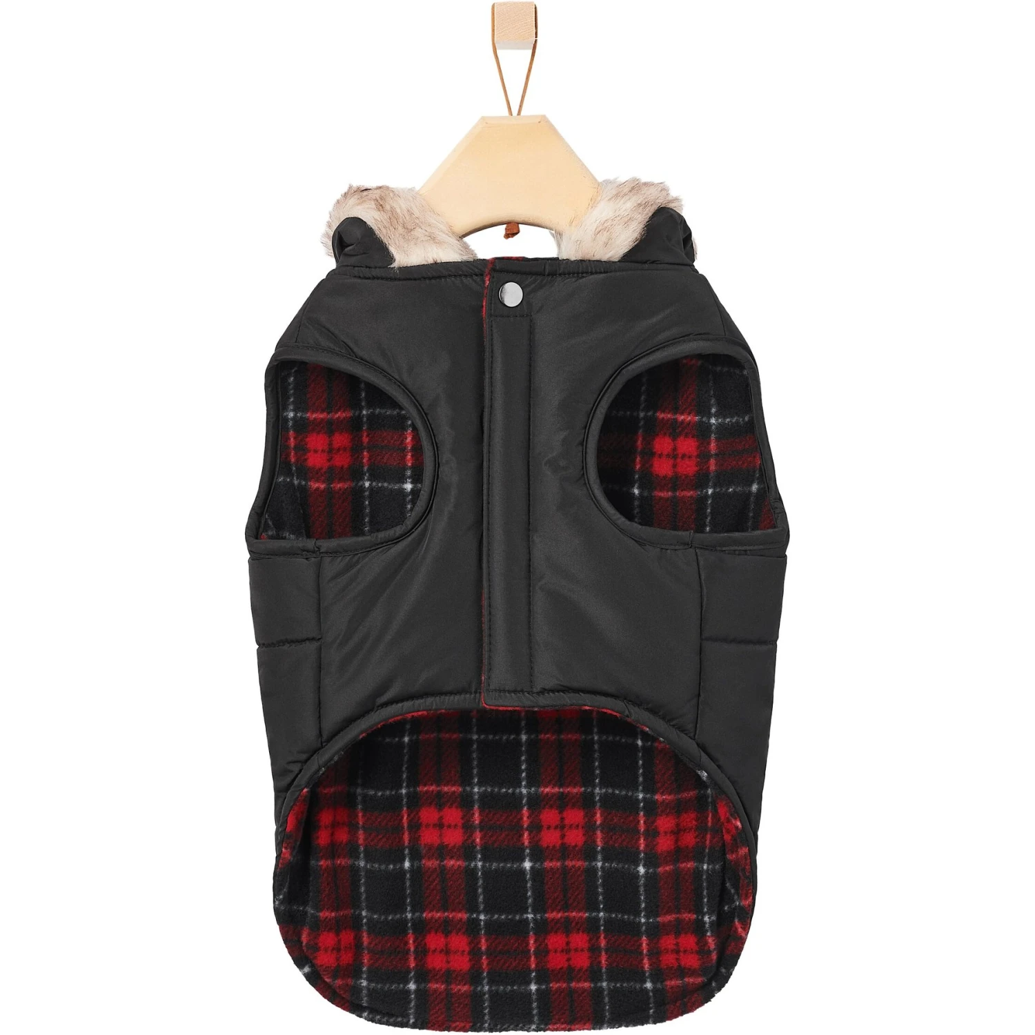 Frisco Mid-Heavyweight Cinching Insulated Dog & Cat Parka, Black/Red Plaid 5 Frisco Mid-Heavyweight Cinching Insulated Dog & Cat Parka, Black/Red Plaid - Image 5