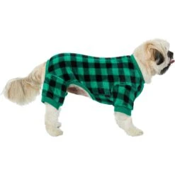 Frisco Dog & Cat Cozy Plush Fleece PJs, Green Plaid -Meowverse Store 268517 PT2. AC SS1800 V1637669565