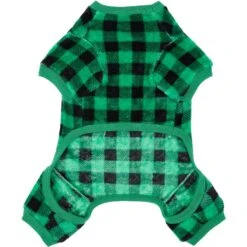 Frisco Dog & Cat Cozy Plush Fleece PJs, Green Plaid -Meowverse Store 268517 PT4. AC SS1800 V1637682124