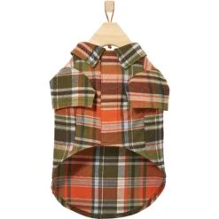Frisco Orange & Olive Plaid Dog & Cat Flannel Shirt -Meowverse Store 268612 PT4. AC SS1800 V1637646113