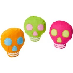 Frisco Colorful Skulls Plush Cat Toy With Catnip, 3 Count