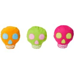 Frisco Colorful Skulls Plush Cat Toy With Catnip, 3 Count -Meowverse Store 270325 PT2. AC SS1800 V1630350994