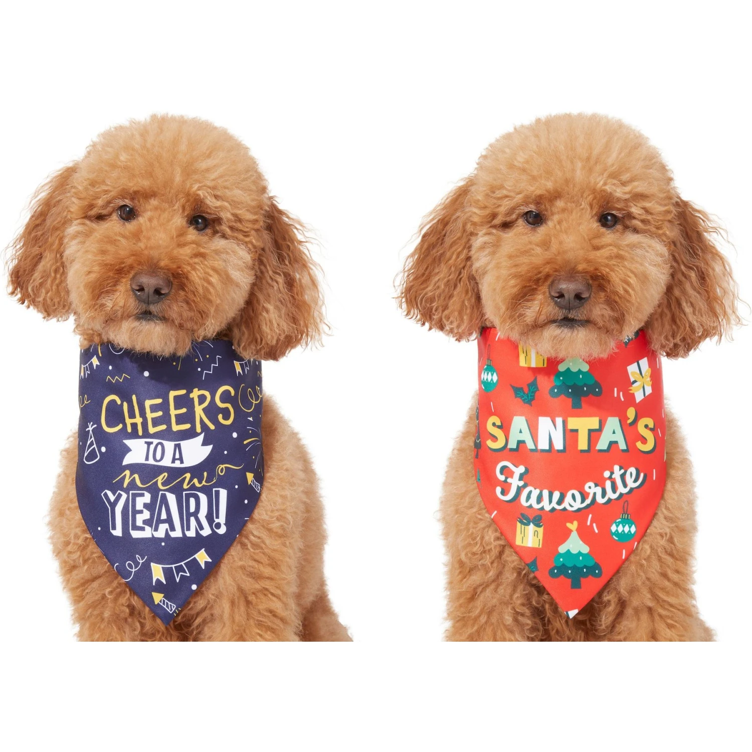 Frisco Santa's Favorite & Cheers To The New Year Dog & Cat Reversible Bandana 3 Frisco Santa's Favorite & Cheers To The New Year Dog & Cat Reversible Bandana - Image 3