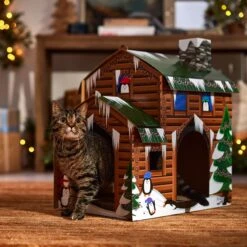Frisco Holiday Log Cabin Cardboard Cat House -Meowverse Store 287287 PT4. AC SS1800 V1695045245