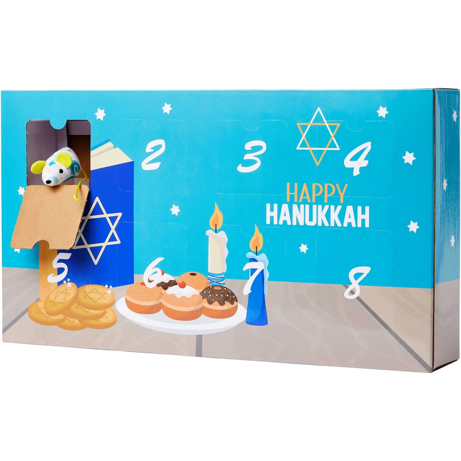 Frisco Holiday 8 Days Of Hanukkah Cardboard Calendar With Toys For Cats 1 Frisco Holiday 8 Days Of Hanukkah Cardboard Calendar With Toys For Cats
