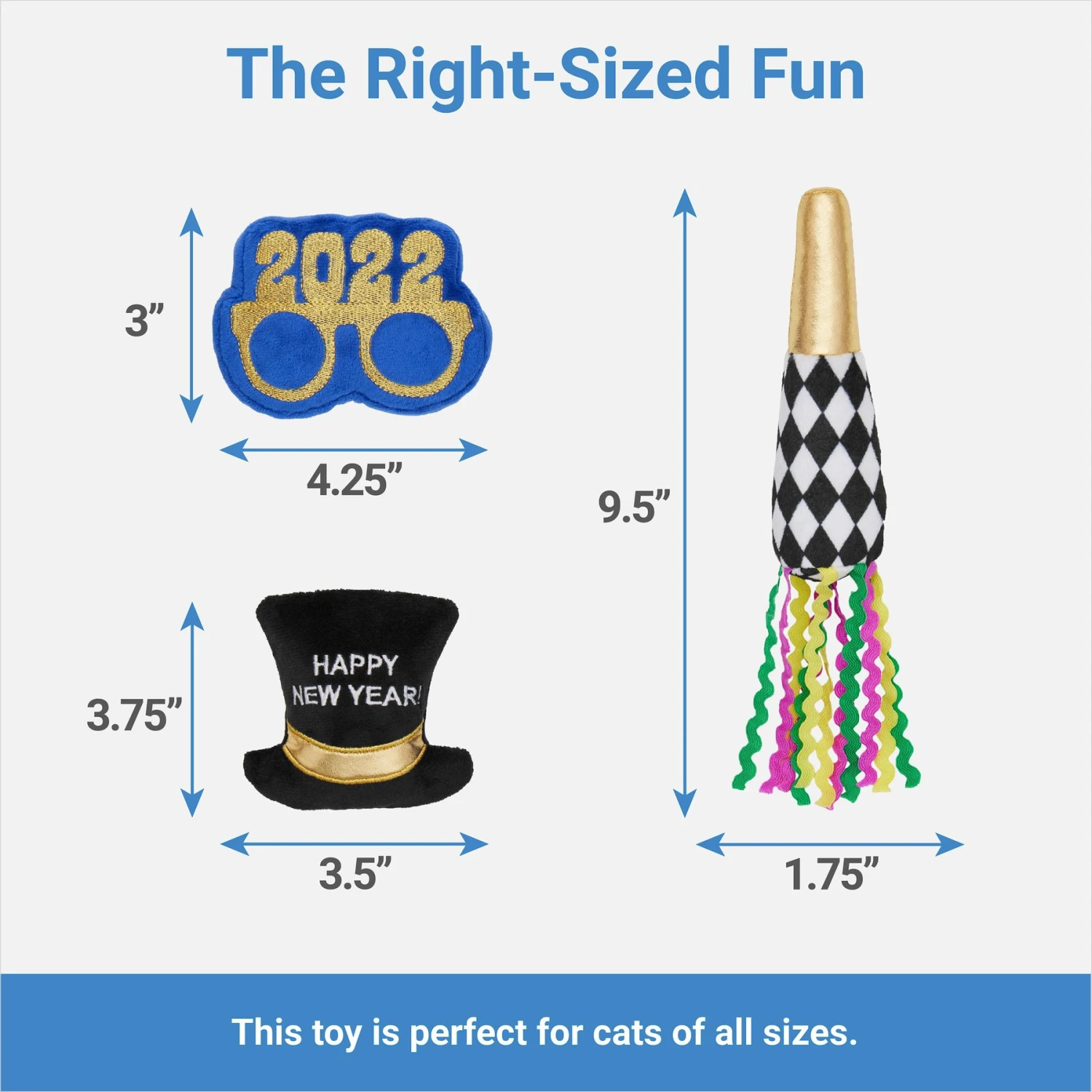 Frisco New Years Necessities Plush Cat Toy With Catnip 2 Frisco New Years Necessities Plush Cat Toy With Catnip - Image 2