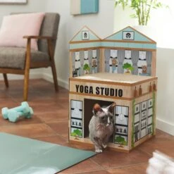 Frisco Yoga Studio Cardboard Cat House, 2-Story -Meowverse Store 288965 PT3. AC SS1800 V1638292325