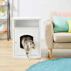 Frisco Decorative Side Table Cat Litter Box Cover & Frisco Open Top Cat Litter Box With Rim, Large -Meowverse Store 297992 PT4. AC SS1800 V1621306337