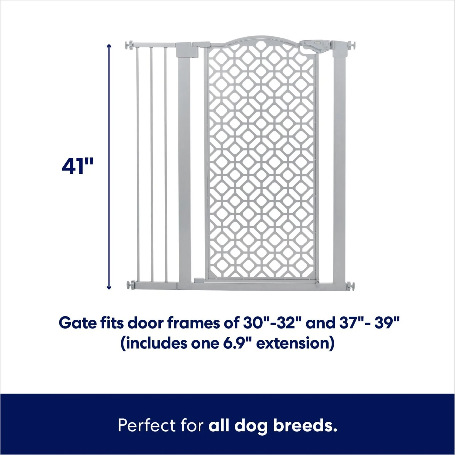 Frisco Metal Geometric Pattern Extra Tall Auto-close Dog Gate 2 Frisco Metal Geometric Pattern Extra Tall Auto-close Dog Gate - Image 2