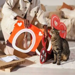 Frisco Valentine Love Carriage Cardboard Cat House, 2-Story -Meowverse Store 301565 PT3. AC SS1800 V1701364873
