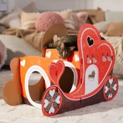 Frisco Valentine Love Carriage Cardboard Cat House, 2-Story -Meowverse Store 301565 PT4. AC SS1800 V1701364873