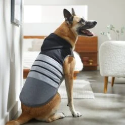 Frisco Gray Striped Dog & Cat Hoodie -Meowverse Store 317305 PT8. AC SS1800 V1646437959