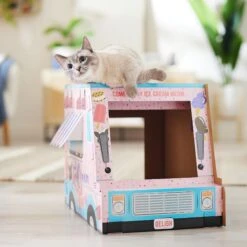 Frisco Ice Cream Truck Cardboard Cat House, 2-Story -Meowverse Store 317729 PT3. AC SS1800 V1676566491