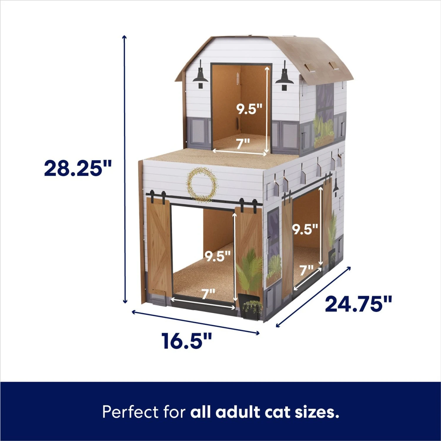 Frisco Farmhouse Cardboard Cat House, 2-Story 2 Frisco Farmhouse Cardboard Cat House, 2-Story - Image 2