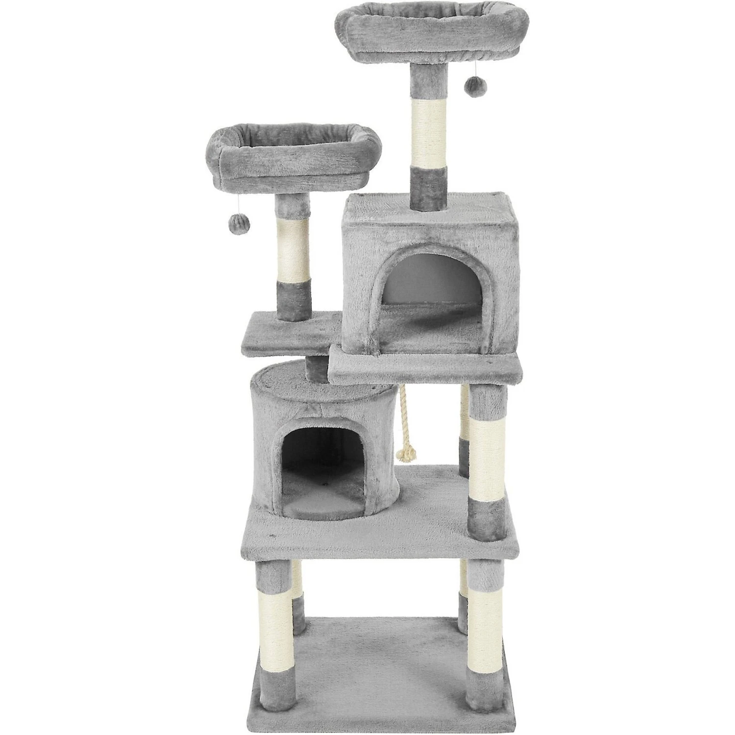 Frisco 61-in Faux Fur Cat Tree & Condo & Frisco 38-in Cat Tree With Condo, Top Perch & Toy 2 Frisco 61-in Faux Fur Cat Tree & Condo & Frisco 38-in Cat Tree With Condo, Top Perch & Toy - Image 2