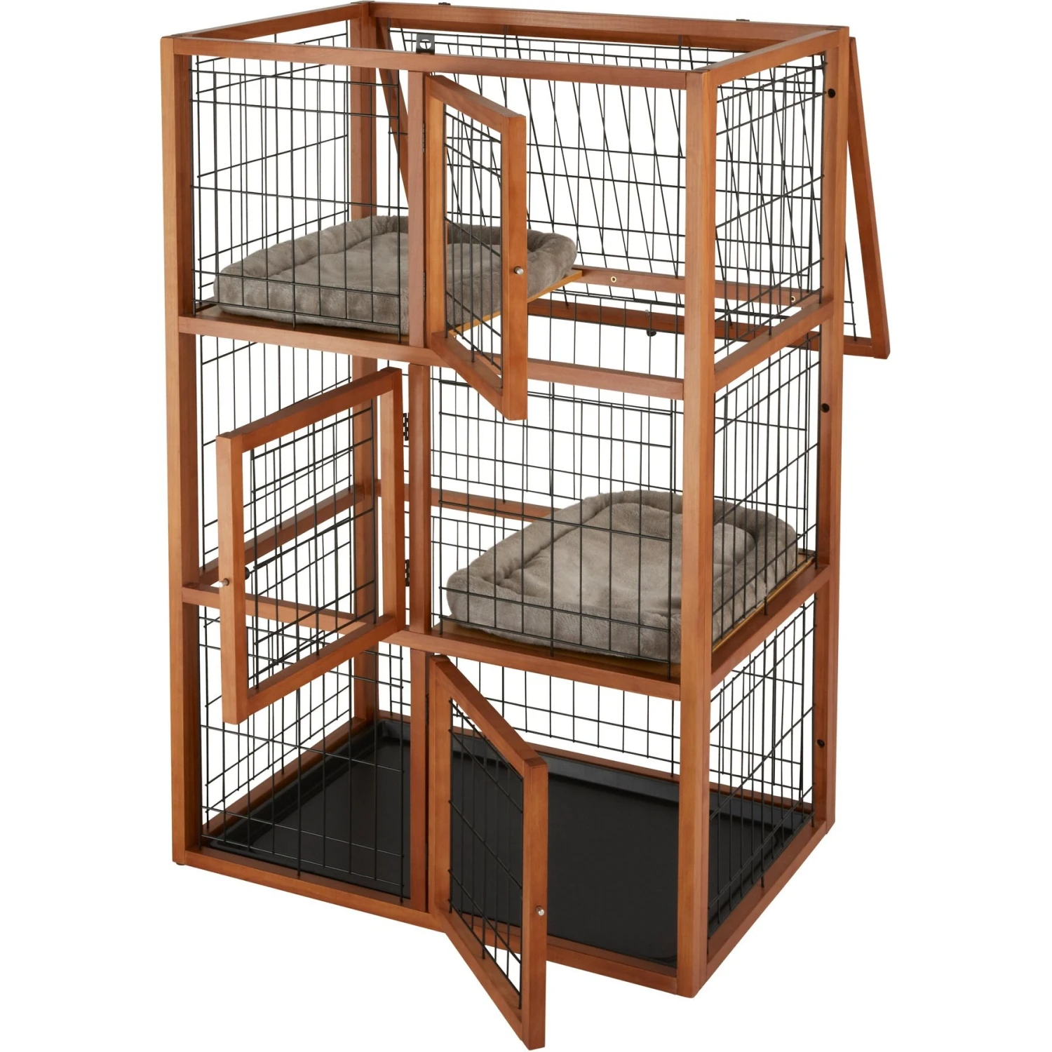 Frisco Collapsible Wood & Wire Cat Cage Playpen, 3 Level 3 Frisco Collapsible Wood & Wire Cat Cage Playpen, 3 Level - Image 3