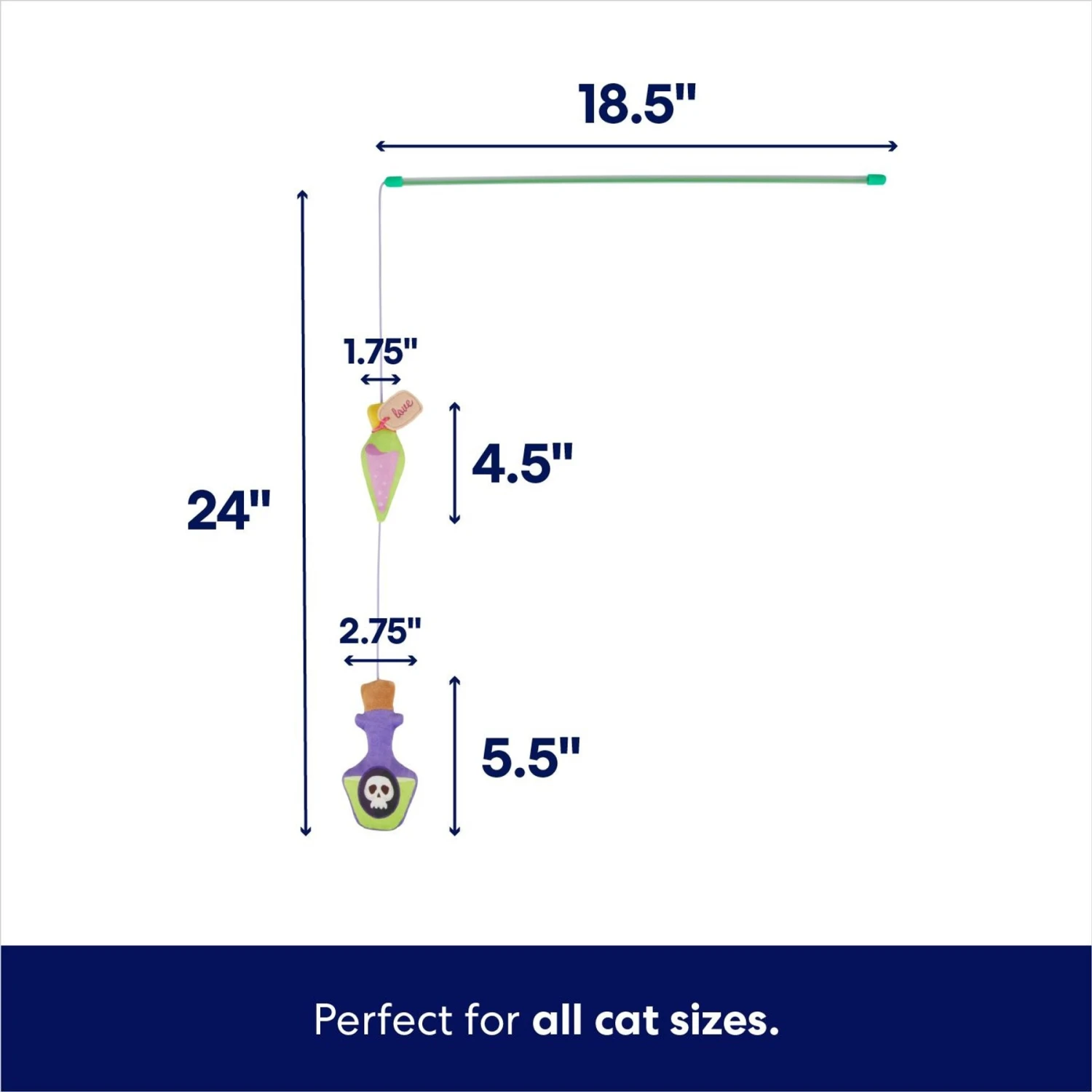 Frisco Halloween Potion Teaser Wand Cat Toy With Catnip 2 Frisco Halloween Potion Teaser Wand Cat Toy With Catnip - Image 2