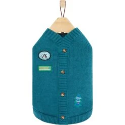 Frisco Teal Button Down Dog & Cat Sweater -Meowverse Store 353580 PT4. AC SS1800 V1659727011