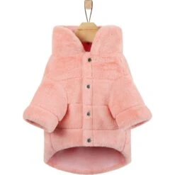 Frisco Lightweight Faux Fur Pink Puffer Dog & Cat Coat -Meowverse Store 353869 PT5. AC SS1800 V1659726716
