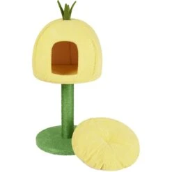 Frisco Pineapple 33.5" Plush Cat Scratching Post And Condo -Meowverse Store 371361 PT3. AC SS1800 V1664373498