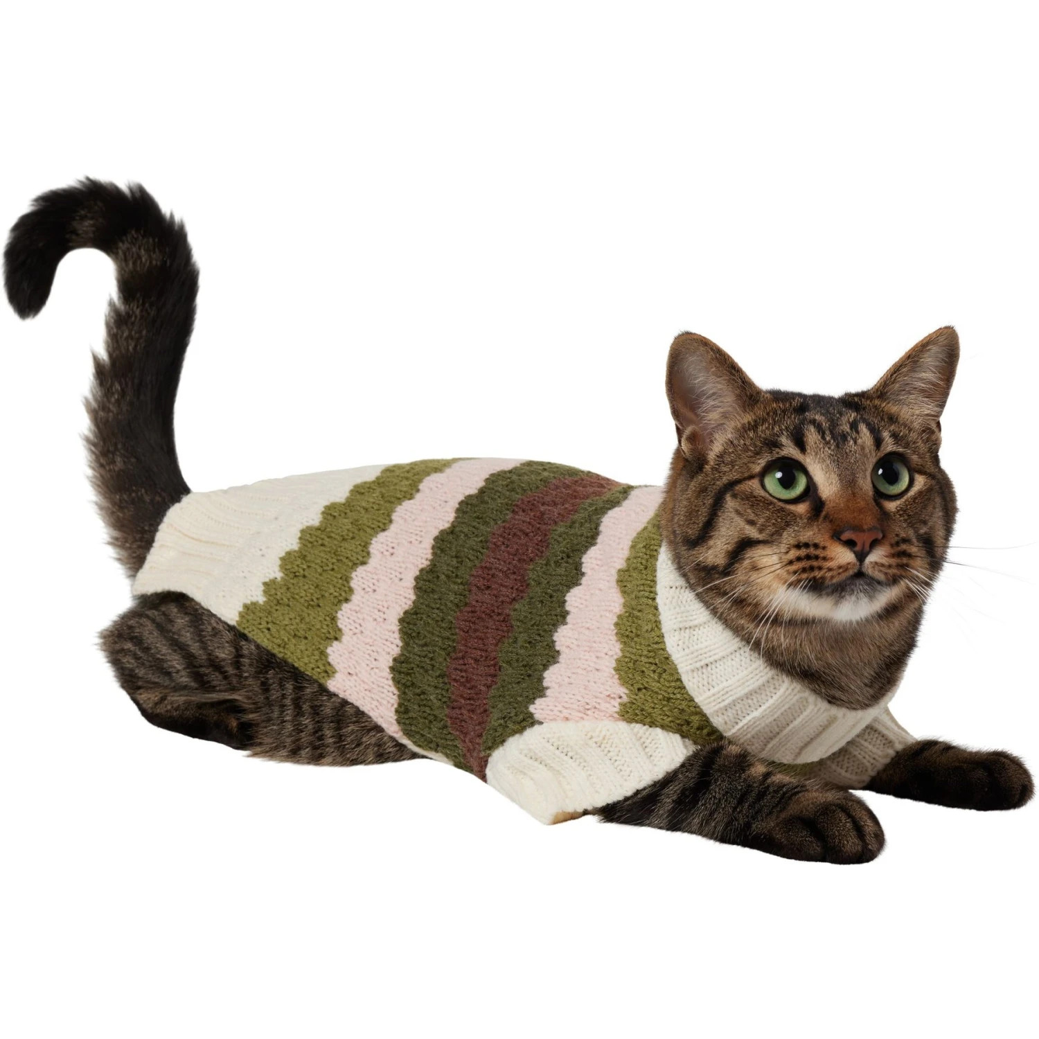 Frisco Bubble Knit Multi Striped Mock Neck Dog & Cat Sweater 1 Frisco Bubble Knit Multi Striped Mock Neck Dog & Cat Sweater