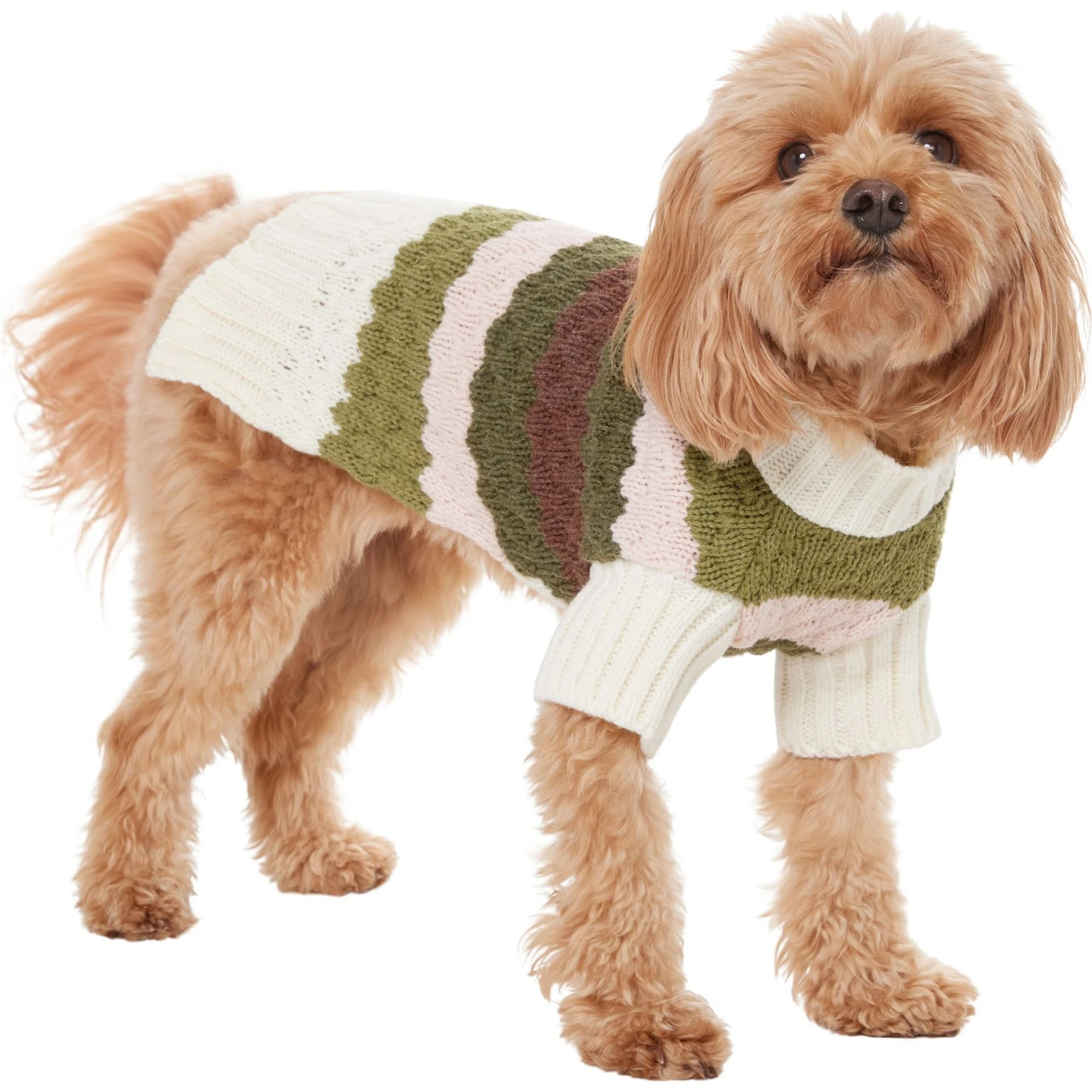 Frisco Bubble Knit Multi Striped Mock Neck Dog & Cat Sweater 3 Frisco Bubble Knit Multi Striped Mock Neck Dog & Cat Sweater - Image 3