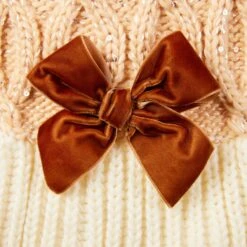 Frisco Cable Knit Dog & Cat Sweater Dress With Velvet Bow -Meowverse Store 745838 PT6. AC SS1800 V1694794127